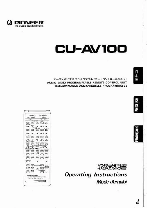 Mode d'emploi PIONEER CU-AV100