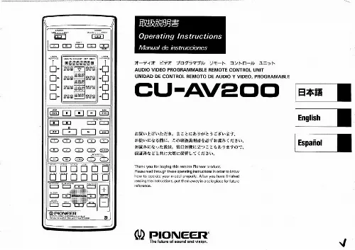 Mode d'emploi PIONEER CU-AV200