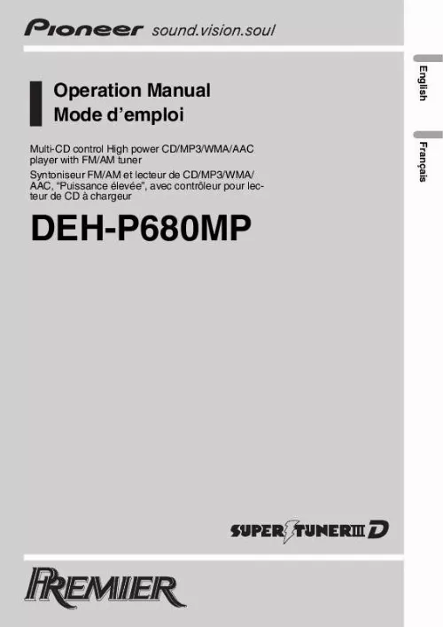 Mode d'emploi PIONEER DEH-P680MP