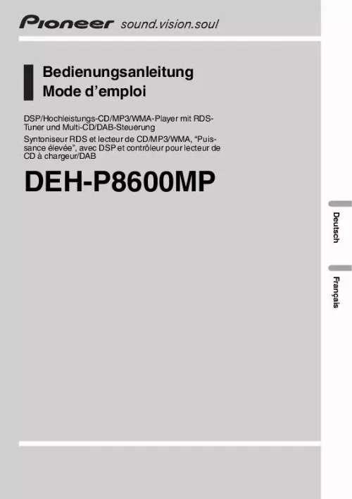 Mode d'emploi PIONEER DEH-P8600MP/X1B/EW