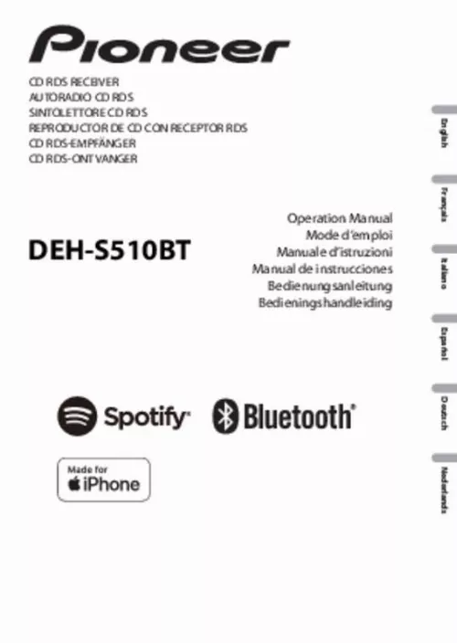 Mode d'emploi PIONEER DEH-S510BT