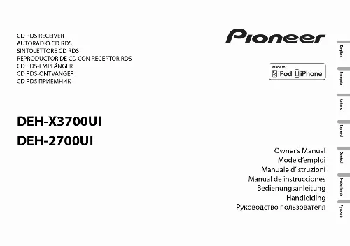 Mode d'emploi PIONEER DEH-X3700UI