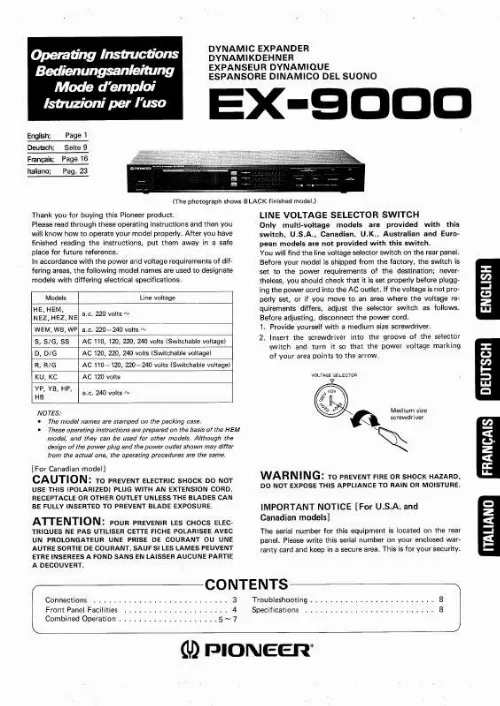 Mode d'emploi PIONEER EX-9000