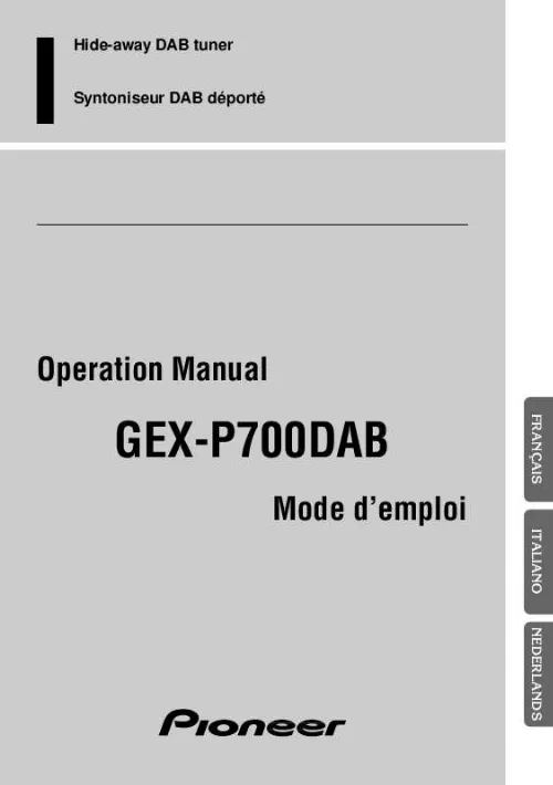 Mode d'emploi PIONEER GEX-P700DAB