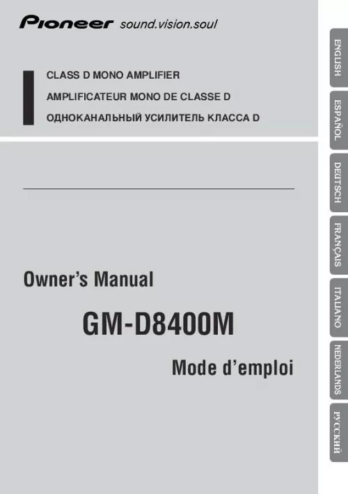 Mode d'emploi PIONEER GM-D8400M