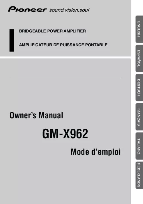 Mode d'emploi PIONEER GM-X962