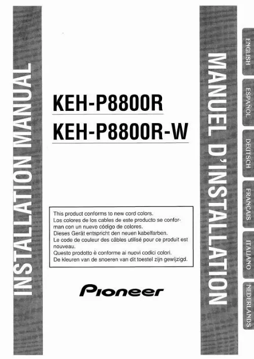 Mode d'emploi PIONEER KEH-P8800R(-W)