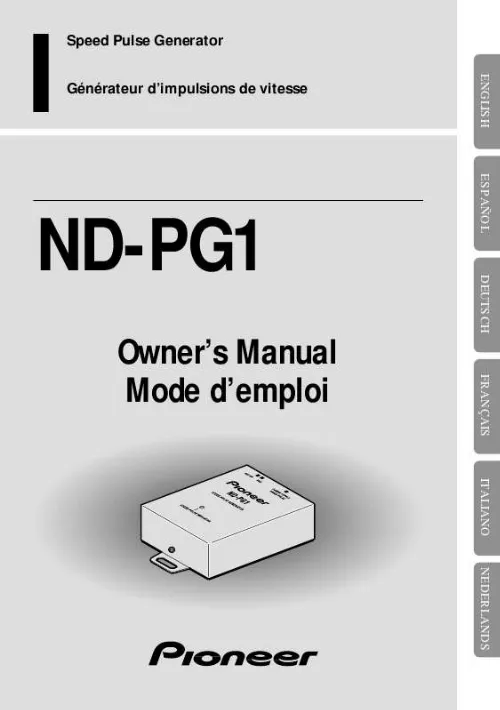 Mode d'emploi PIONEER ND-PG1