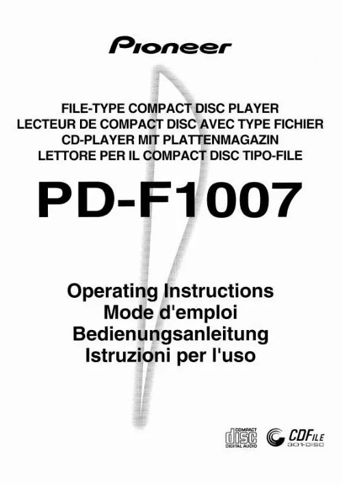 Mode d'emploi PIONEER PD-F1007