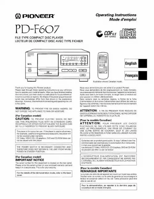 Mode d'emploi PIONEER PD-F607