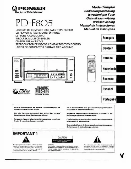 Mode d'emploi PIONEER PD-F805