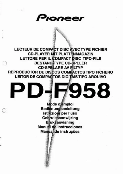 Mode d'emploi PIONEER PD-F958