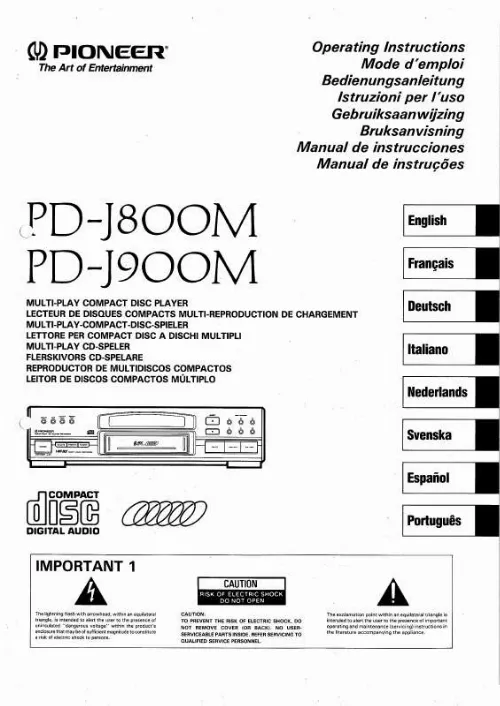 Mode d'emploi PIONEER PD-J800M