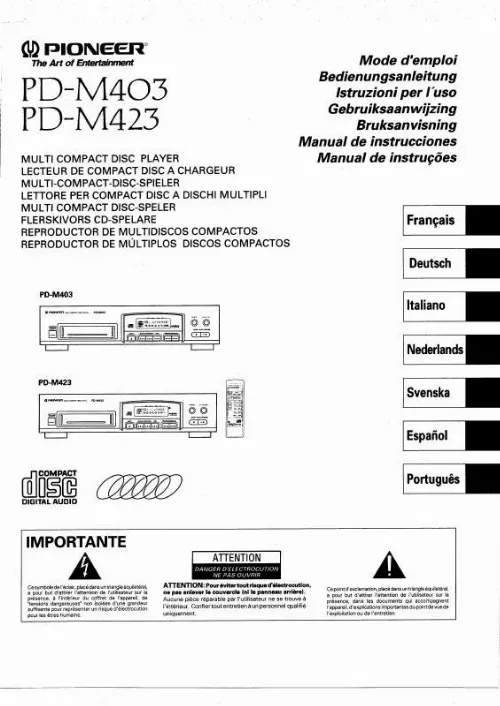 Mode d'emploi PIONEER PD-M403