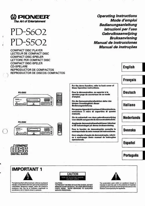 Mode d'emploi PIONEER PD-S602