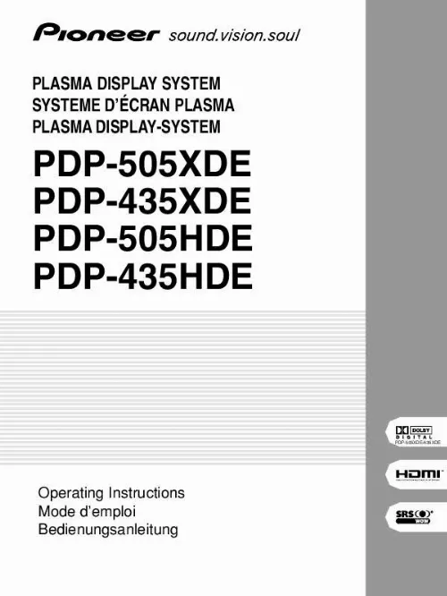 Mode d'emploi PIONEER PDP-435XDE