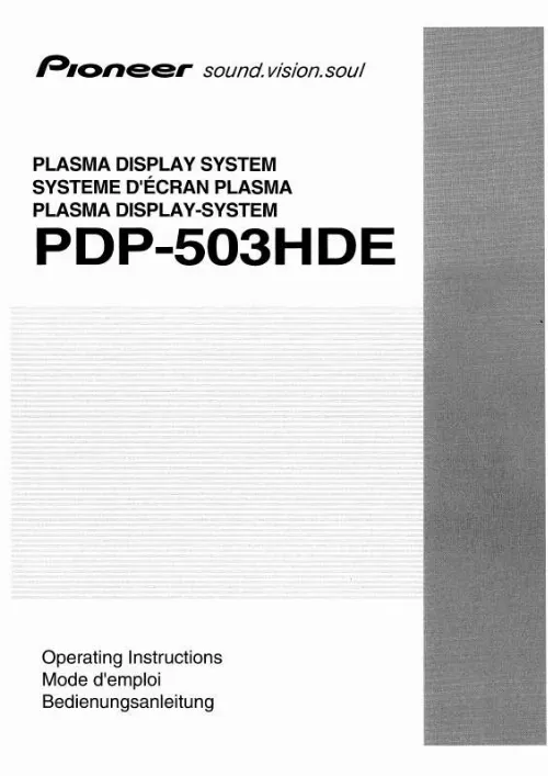 Mode d'emploi PIONEER PDP-503HDE