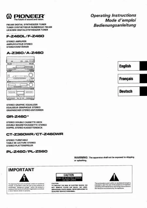 Mode d'emploi PIONEER PL-Z460