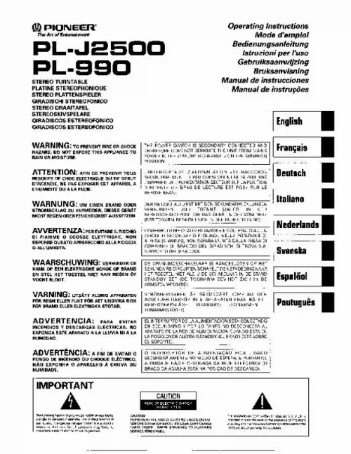 Mode d'emploi PIONEER PL990