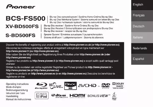 Mode d'emploi PIONEER S-BD500FS