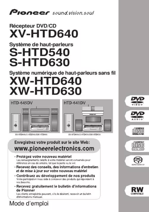 Mode d'emploi PIONEER S-HTD540