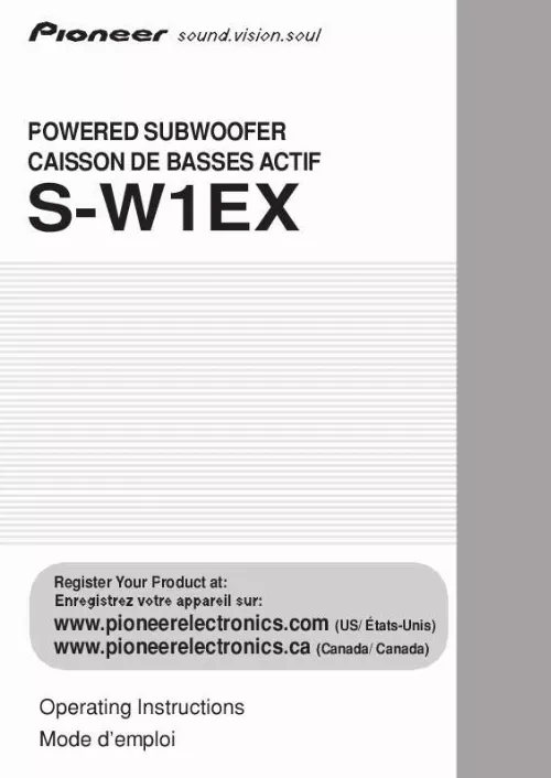 Mode d'emploi PIONEER S-W1EX