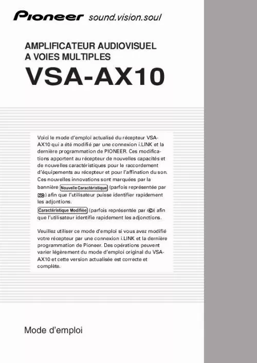 Mode d'emploi PIONEER VSA-AX10