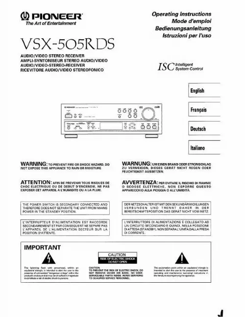 Mode d'emploi PIONEER VSX-505RDS