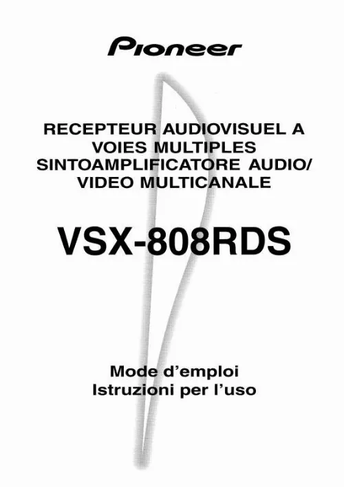 Mode d'emploi PIONEER VSX-808RDS