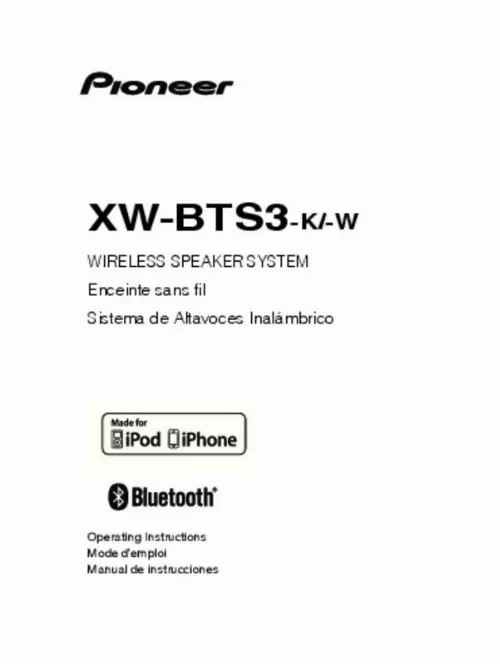 Mode d'emploi PIONEER XW-BTS3-K