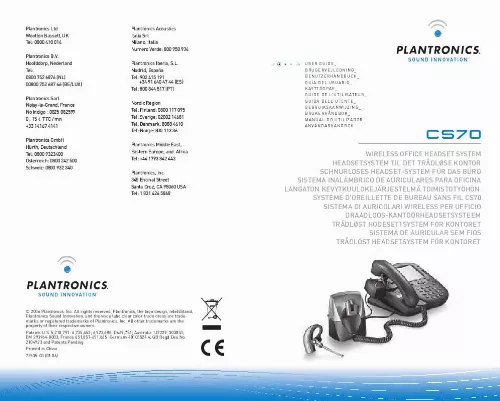 Mode d'emploi PLANTRONICS CS70 WIRELESS HEADSET SYSTEM