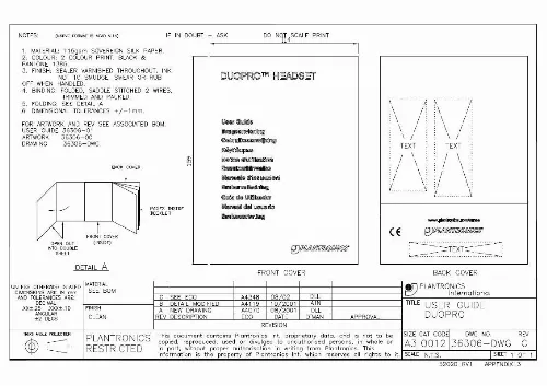 Mode d'emploi PLANTRONICS DUOPRO H161