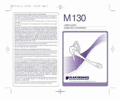 Mode d'emploi PLANTRONICS M130