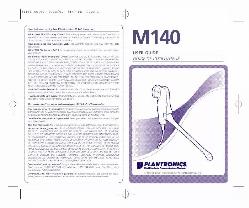 Mode d'emploi PLANTRONICS M140