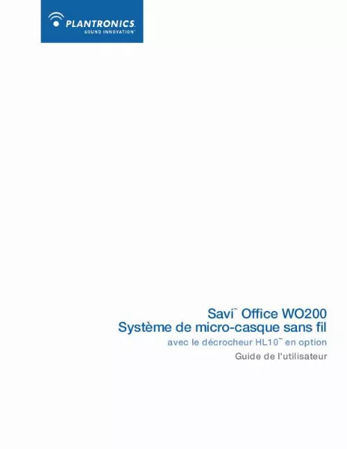 Mode d'emploi PLANTRONICS SAVI OFFICE WO200