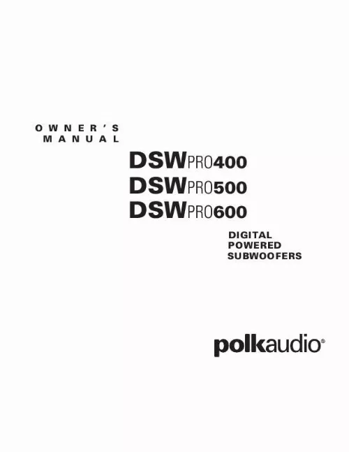Mode d'emploi POLK AUDIO DSW PRO 400