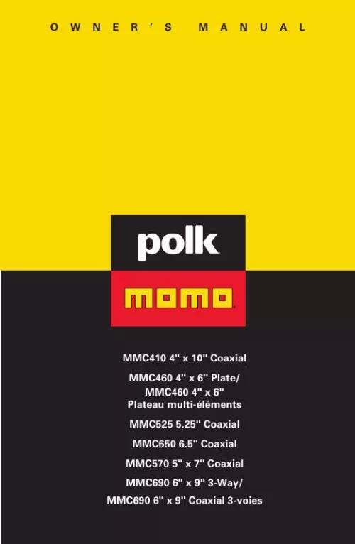 Mode d'emploi POLK AUDIO MMC460