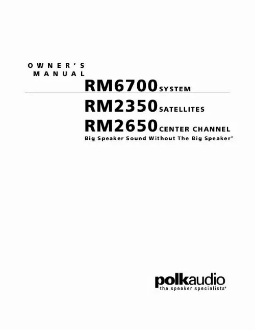 Mode d'emploi POLK AUDIO RM2650