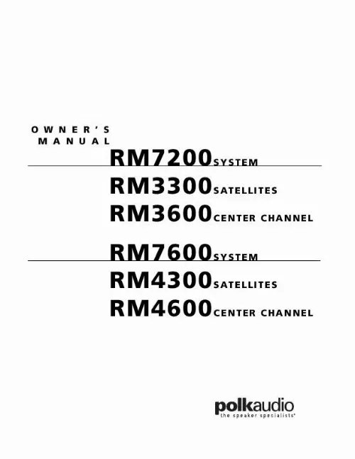 Mode d'emploi POLK AUDIO RM3600