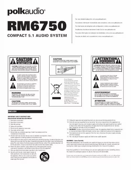 Mode d'emploi POLK AUDIO RM6750