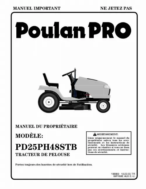 Mode d'emploi POULAN PD25PH48STB