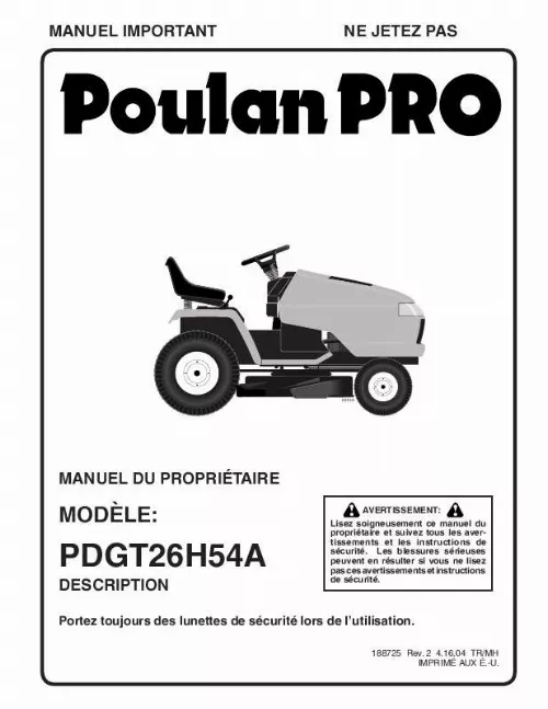 Mode d'emploi POULAN PDGT26H54A