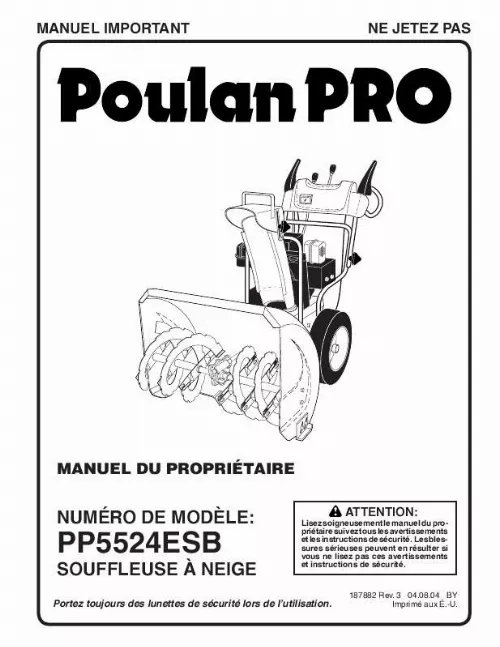 Mode d'emploi POULAN PRO PP5524ESB