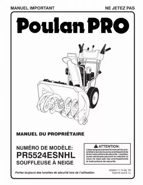 Mode d'emploi POULAN PR5524ESNHL