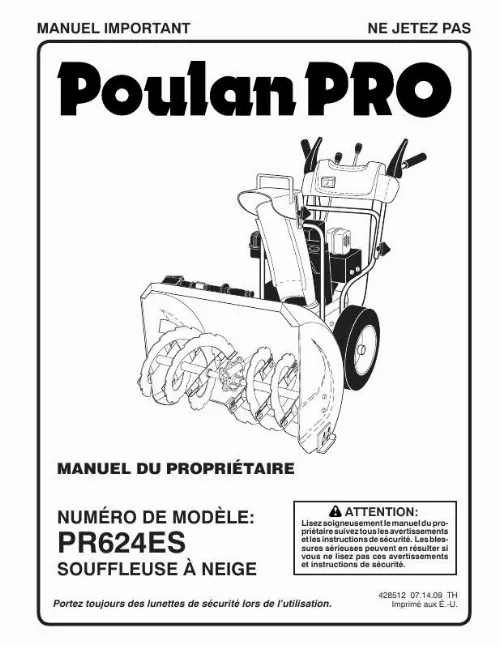 Mode d'emploi POULAN PRO PR624ES