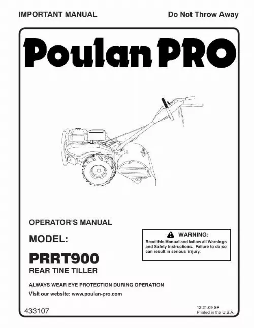 Mode d'emploi POULAN PRRT900
