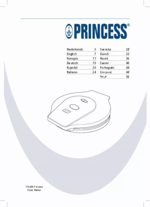 Mode d'emploi PRINCESS 115000 PIZZA MAKER