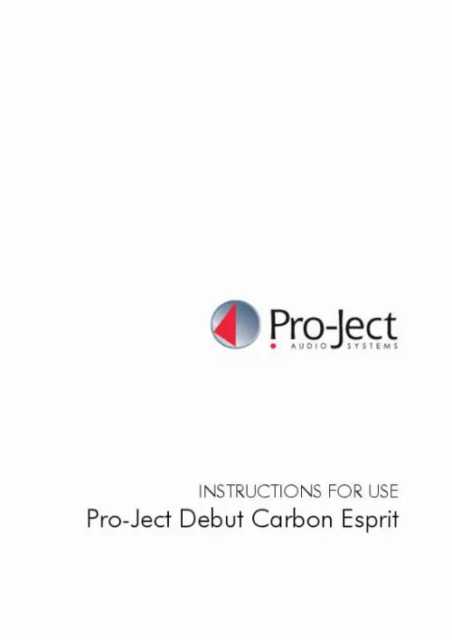 Mode d'emploi PRO-JECT DEBUT CARBON ESPRIT DC