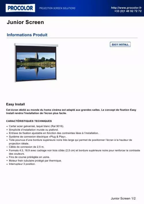 Mode d'emploi PROCOLOR JUNIOR SCREEN