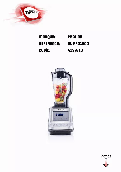 Mode d'emploi PROLINE BL PRO1600 2 L